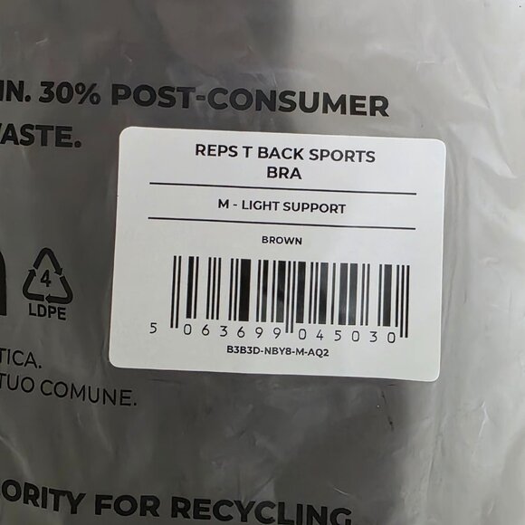 Gymshark Reps T Back Sports Bra Womens Medium Brown Light Support Workout Gym - Picture 4 of 4